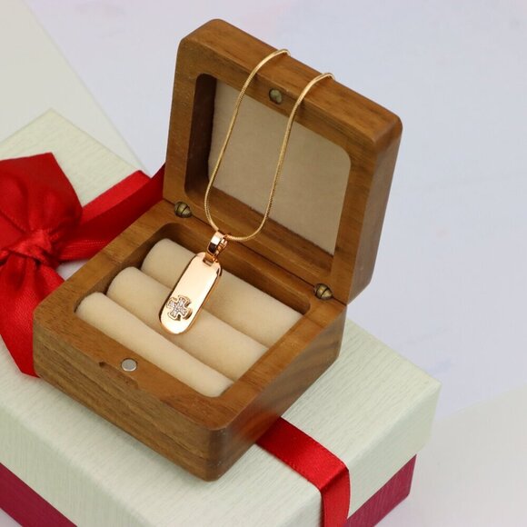 "Rose Gold Bar Pendant with Mini Cross and Crystal Accents, XPPT1253 - Picture 9 of 12